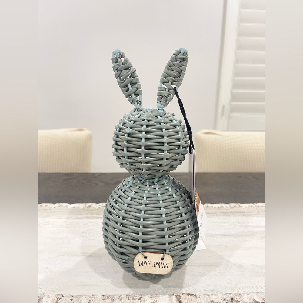 NWT 🐰 Rae Dunn Farmhouse Wicker Easter Bunny - Happy Spring